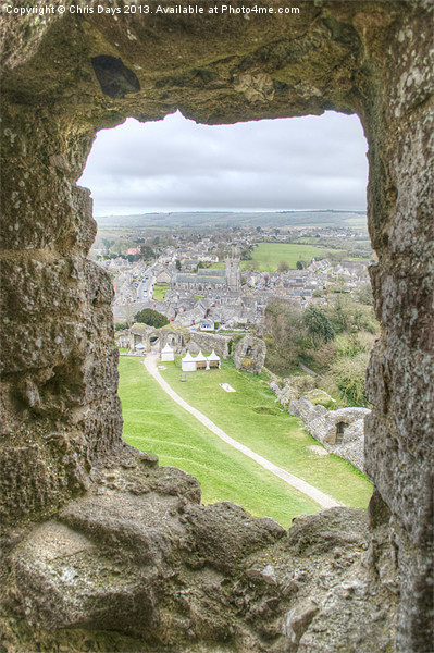 Village viewed from Corfe Castle Picture Board by Chris Day