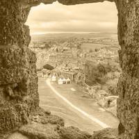 Buy canvas prints of Village viewed from Corfe Castle by Chris Day