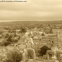 Buy canvas prints of View of the village from Corfe Castle by Chris Day