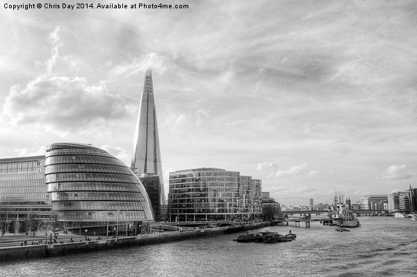 The Shard and London Skyline Picture Board by Chris Day