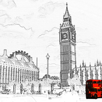 Buy canvas prints of Routemaster Bus and Big Ben by Chris Day