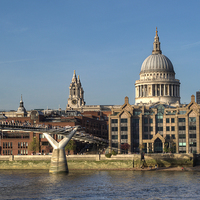 Buy canvas prints of Millennium Bridge and St Pauls by Chris Day