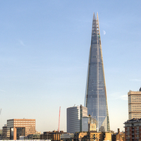 Buy canvas prints of The Shard and Moon by Chris Day