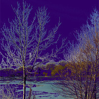 Buy canvas prints of Surreal Icy lake in Purple by Chris Day
