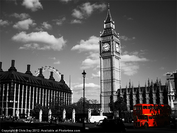 Routemaster Bus and Big Ben Picture Board by Chris Day