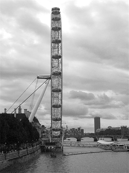 London Eye in Black and White Picture Board by Chris Day