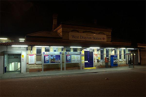 West Drayton Station at Night Picture Board by Chris Day