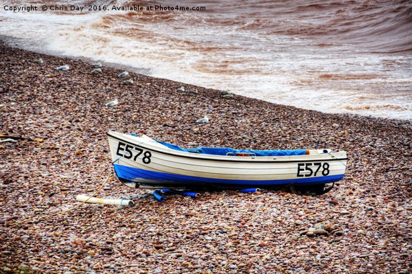 Boat on Budleigh Salterton Beach Picture Board by Chris Day