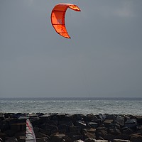 Buy canvas prints of A kite surfer and wind surfer by Chris Day