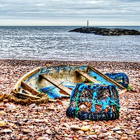 Buy canvas prints of Abandoned boat and Lobster Pot by Chris Day