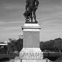 Buy canvas prints of Sir Francis Drake statue on Plymouth Hoe by Chris Day