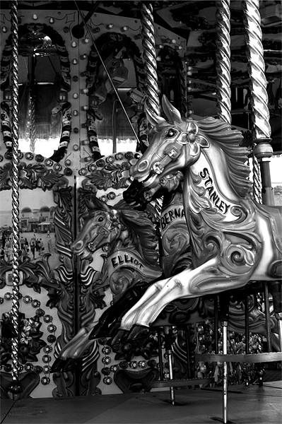 Carousel in black and white Picture Board by Chris Day