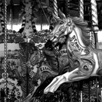 Buy canvas prints of Carousel in black and white by Chris Day