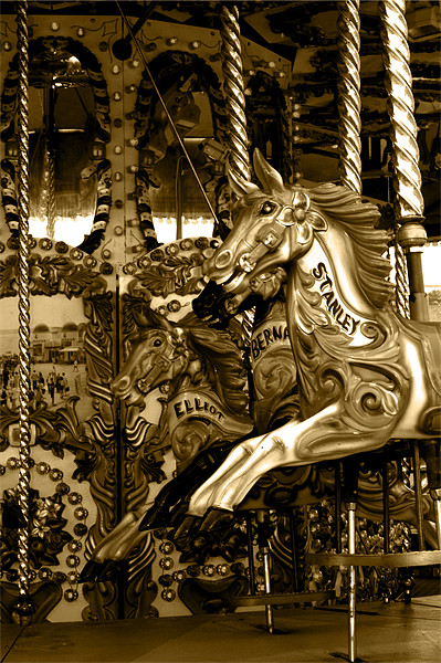 Carousel in sepia Picture Board by Chris Day