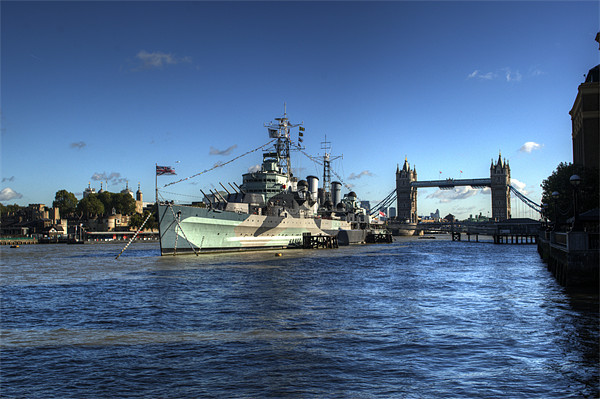 The Tower HMS Belfast and Tower Bridge Picture Board by Chris Day