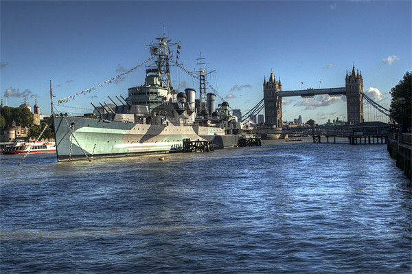 HMS Belfast and Tower Bridge Picture Board by Chris Day