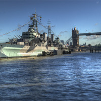 Buy canvas prints of HMS Belfast and Tower Bridge by Chris Day