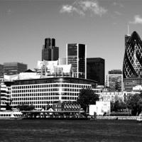 Buy canvas prints of City of London Skyline in Black and white by Chris Day