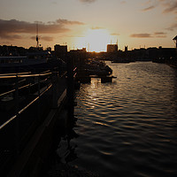 Buy canvas prints of Sunset over Sutton Harbour Plymouth by Chris Day