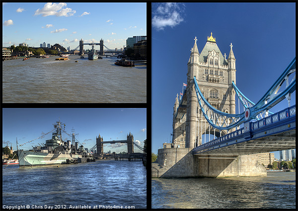 Tower Bridge Collage Picture Board by Chris Day