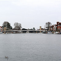 Buy canvas prints of Panorama of Marlow Bridge in Winter by Chris Day