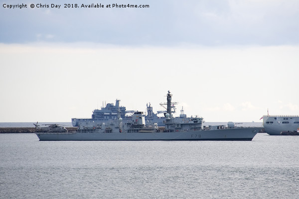 HMS Kent on Plymouth Sound Picture Board by Chris Day