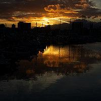 Buy canvas prints of   Sunset over Sutton Harbour Plymouth by Chris Day