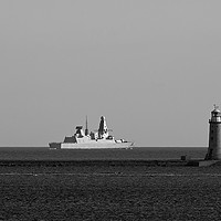 Buy canvas prints of HMS Dragon leaves Plymouth Sound by Chris Day