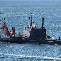Buy canvas prints of Astute Class attack SSN under escort on Plymouth S by Chris Day