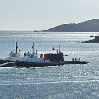 Buy canvas prints of Astute Class SSN under escort on Plymouth Sound by Chris Day