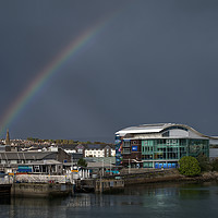 Buy canvas prints of Rainbow Over Sutton Harbour by Chris Day