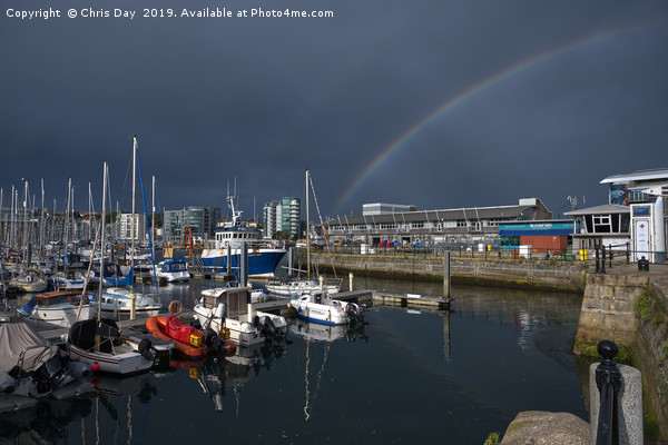 Double Rainbow Over Sutton Harbour Picture Board by Chris Day
