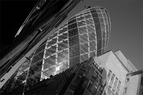 The Gherkin black and white Picture Board by Chris Day