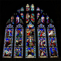 Buy canvas prints of Christchurch Priory stained glass window by Chris Day