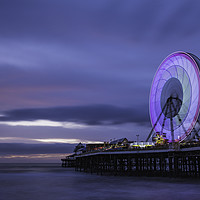 Buy canvas prints of Central Pier Blackpool at night by David Kay