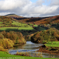 Buy canvas prints of Sugar Loaf and River Usk in Autumn. by Philip Veale