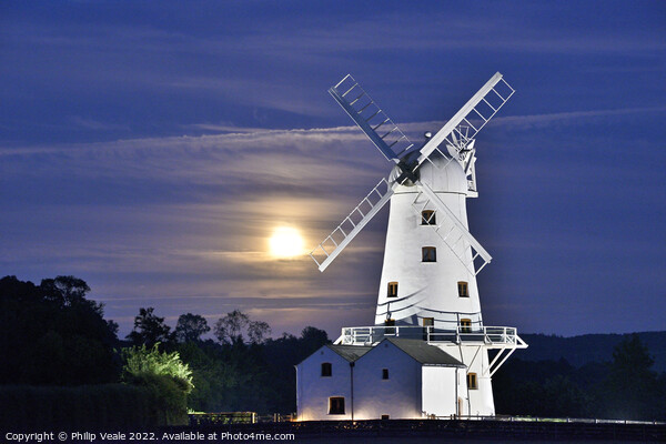 Llancayo Windmill under Supermoon's Radiance. Picture Board by Philip Veale