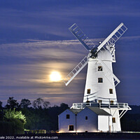 Buy canvas prints of Llancayo Windmill under Supermoon's Radiance. by Philip Veale