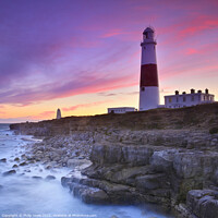 Buy canvas prints of Portland Bill and Obelisk at Sunset. by Philip Veale