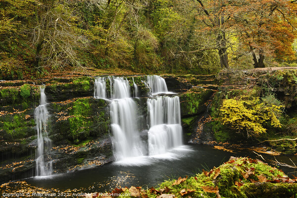 Sgwd y Pannwr on the Afon Melte in Autumn. Picture Board by Philip Veale