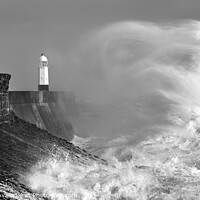 Buy canvas prints of Porthcawl Lighthouse Against Freya's Fury by Philip Veale
