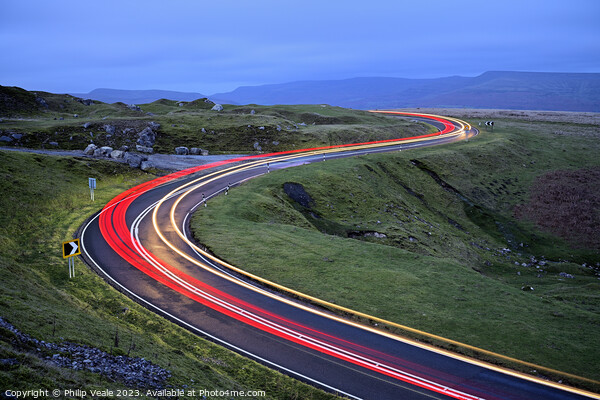 Light Trails on Llangynidr Moors. Picture Board by Philip Veale