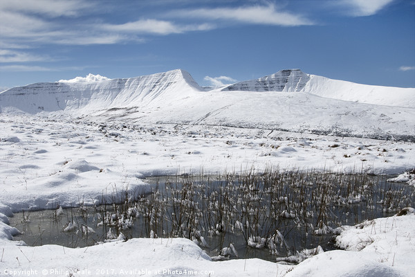 Pen y Fan and Cribyn's Snow Covered Peaks. Picture Board by Philip Veale
