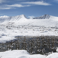 Buy canvas prints of Pen y Fan and Cribyn's Snow Covered Peaks. by Philip Veale