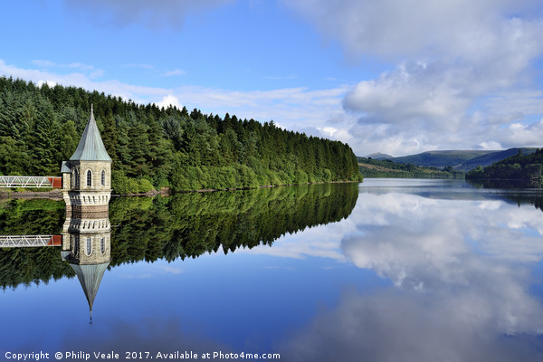 Pontsticill Valve Tower Summer Reflection. Picture Board by Philip Veale