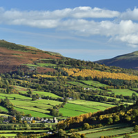Buy canvas prints of Pen Cerrig-calch and Sugar Loaf in Autumn. by Philip Veale