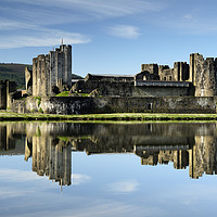 Buy canvas prints of Caerphilly Castle Reflection at Dawn. by Philip Veale