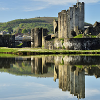 Buy canvas prints of Caerphilly Castle's Mirror in the Moat by Philip Veale