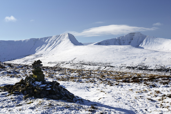 Pen y Fan and Cribyn Peaks in Winter. Picture Board by Philip Veale