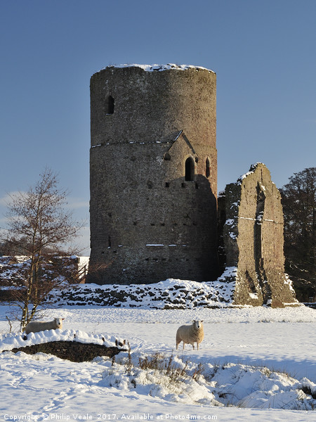 Tretower Castle in Winter. Picture Board by Philip Veale